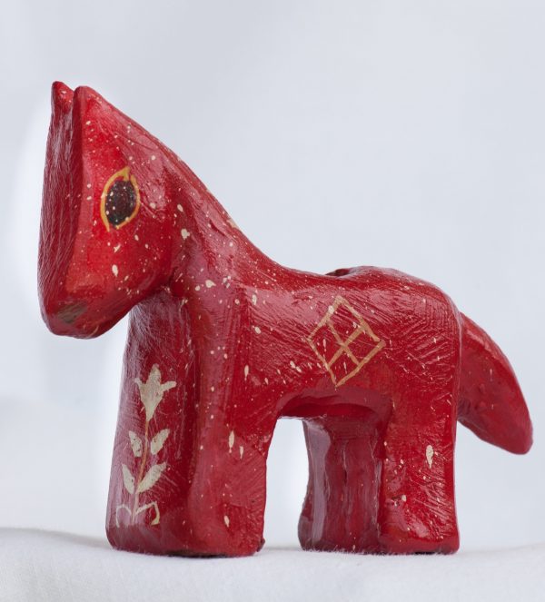 Cavalli di ceramica portacandela rossi