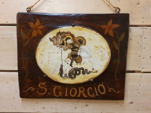 Pannello San Giorgio ceramica su legno
