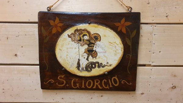 Pannello San Giorgio ceramica su legno