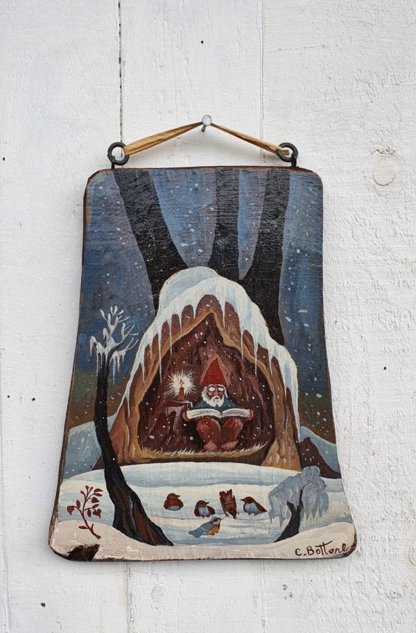 Pannello Gnometto che legge in inverno