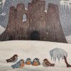 Pannello Uccellini nella neve con sfondo ispirato a Rocca Calascio - immagine 2