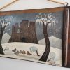 Pannello Uccellini nella neve con sfondo ispirato a Rocca Calascio - immagine 4